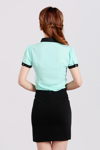 女式短袖衬衫CS-8367浅绿色款